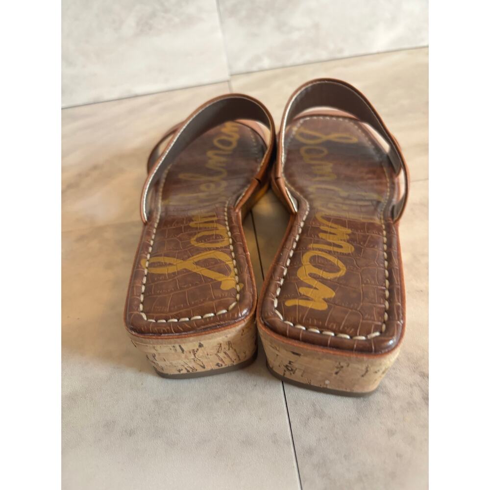 Sam Edelman Vena Wedge Sandals brown Leather Upper slip on Shoes Size 8 - Picture 3 of 7